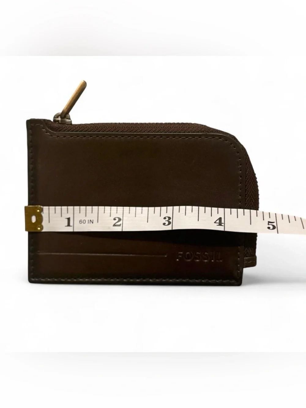 Fossil Dark Brown Leather Zip Pouch